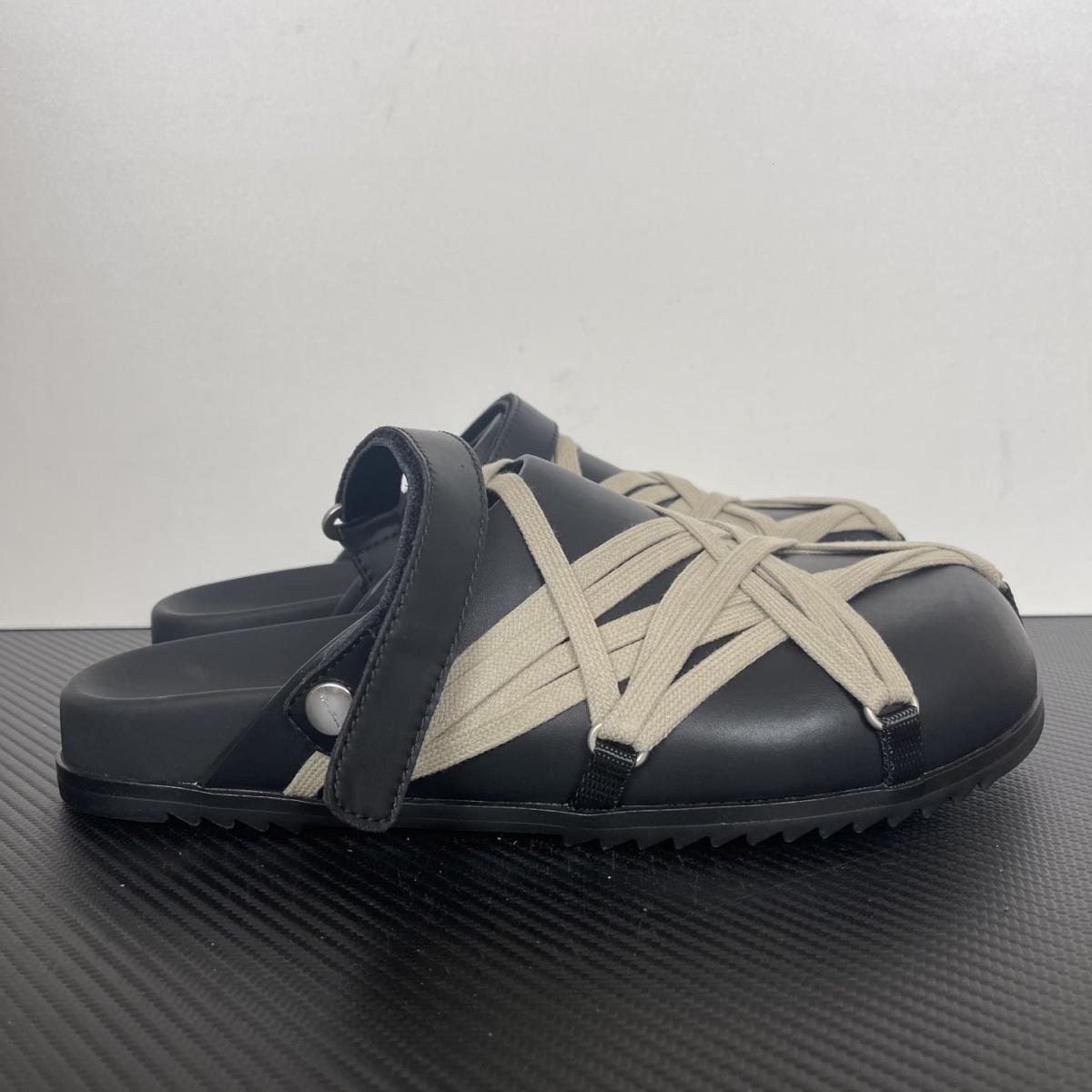 Rick Owens - leather strap crisscross loafers